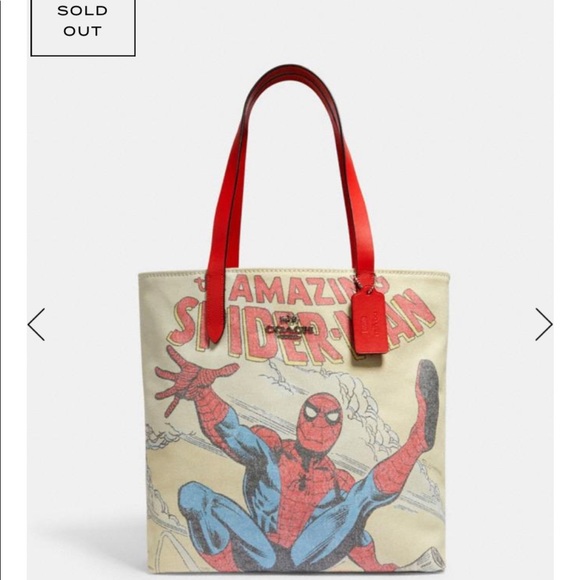 NWT COACH X MARVEL 2PC Spider-Man Tote Bag Gallery Pouch - Picture 2 of 16
